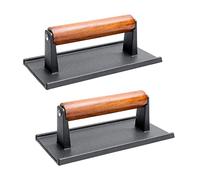 AJinTeby Lot de 2 presses à viande rectangulaires robustes de 21 x 12 cm pour plaque de cuisson, presse à bacon en fonte pour barbecue Blackstone Pitboss Camp Chef Weber Treager