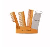 AJIVI Ensemble de peignes en bois bio fait à la main pour la croissance des cheveux, contrôle de la chute des cheveux, contrôle des pellicules, non statique, respectueux de l'environnement pour homme