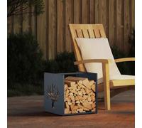 AJJHUUKI Accessoires pour cheminée et poêle à bois - Porte-bûches et supports - Grille à bois de chauffage - Anthracite - 40 x 40 x 40 cm - Acier laminé à froid