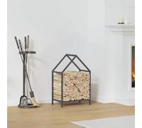 AJJHUUKI Accessoires pour cheminée et poêle à bois - Porte-bûches et supports - Grille à bois de chauffage - Anthracite - 40 x 25 x 60 cm - Acier laminé à froid
