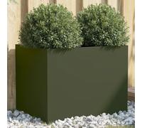 AJJHUUKI Jardinière en acier pour pelouse et jardin Vert olive 62 x 47 x 46 cm