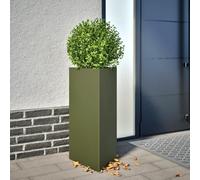 AJJHUUKI Jardinière triangulaire en acier pour pelouse et jardin Vert olive 40 x 34,5 x 70 cm