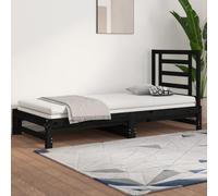 AJJHUUKI Lits et accessoires - Lits et cadres de lit - Lit gigogne sans matelas - Noir - 2 x (90 x 200) cm