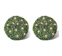 AJJHUUKI Lot de 2 boules de buis artificielles en forme de feuilles de 35 cm avec guirlande LED solaire