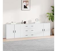 AJJHUUKI Maison-Armoires et rangement, buffets et buffets, buffets 3 pièces en bois d'ingénierie blanc