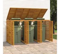 AJJHUUKI Poubelle triple en bois d'acacia massif 210 x 89 x 117 cm