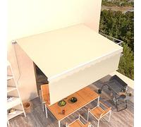 AJJHUUKI Store enrouleur manuel avec store enrouleur pour pelouse et jardin - Pour fenêtre et porte - 4,5 x 3 m - Crème