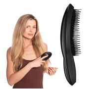 AJK - Brosse à Cheveux sans Tiraillement - Brosse Démêlante pour Cheveux Fins, Emmêlés, Abîmés et Cassants - Brosse Démêloir pour Cheveux Bouclés et Longs - Poils Doux Réduisant la Casse - Noir