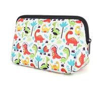 AJLTPA Trousse de maquillage étanche en néoprène avec fermeture éclair pour femme et fille, Dinosaure de dessin animé., Animal
