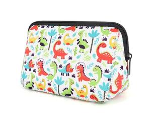 AJLTPA Trousse de maquillage étanche en néoprène avec fermeture éclair pour femme et fille, Dinosaure de dessin animé., Animal