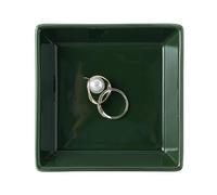 AJMDGW Jewelry Dish Tray, Ring Dish, Ceramic Trinket Tray, Key Bowl, Decorative Plate for Earrings Necklaces Watch, Gifts for Friends Sisters Daughter Mother(Square Dark Green)