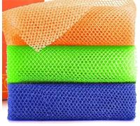AJMDGW Lot de 3 éponges de bain longues pour le bain, exfoliantes, le corps, le dos, la peau, idéale pour un usage quotidien (orange, bleu, vert)