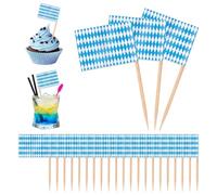 AJNZAU 100 Pièces Cure Dent Drapeau Bavière, Petits Fanions Pour Cupcakes, Sandwichs, Cocktails, Fruits Et Buffets, Idéal Pour Décorations De Fête De La Bière