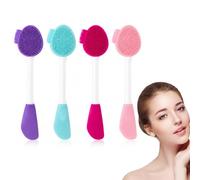 AJNZAU 4 Pièces Brosse Visage Nettoyante, Application Et Massage En Un Seul Geste, Brosse 3-En-1 Avec Manche Pour Sérums, Huiles, Crèmes Pour Les Mains (Silicone)