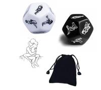 AJOHBM Dés Acryliques pour Soirées de Couple - 2 Polyédriques, Sac de Rangement Inclus - Y1D19WX6