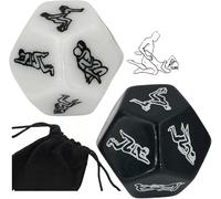 AJOHBM Dés Polyédriques en Acrylique - Set de 2 dés aléatoires accompagnés d'un Sac spécial couples-Y6D24W