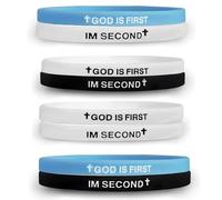 AJORR God Is First Bracelet en silicone - Bracelets chrétiens avec croix et verset biblique - Cadeau inspirant pour la foi pour hommes, femmes et jeunes, One Size, Caoutchouc, Pas de gemme