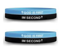 AJORR God Is First Bracelet en silicone - Bracelets chrétiens avec croix et verset biblique - Cadeau inspirant pour la foi pour hommes, femmes et jeunes, One Size, Caoutchouc, Pas de gemme