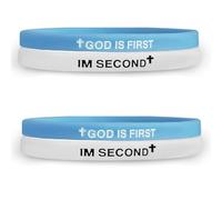 AJORR God Is First Bracelet en silicone - Bracelets chrétiens avec croix et verset biblique - Cadeau inspirant pour la foi pour hommes, femmes et jeunes, One Size, Caoutchouc, Pas de gemme