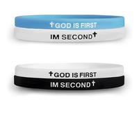 AJORR God Is First Bracelet en silicone - Bracelets chrétiens avec croix et verset biblique - Cadeau inspirant pour la foi pour hommes, femmes et jeunes, One Size, Caoutchouc, Pas de gemme