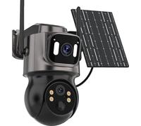 Ajouter une caméra de sécurité IP solaire, 4MP Ultra HD, système à double lentille, noir 64G