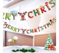 Ajoutez de la joie à votre rassemblement de Noël avec une bannière à suspendre multi-styles 2021 de Père Noël et d'élan (Merry Christmas)