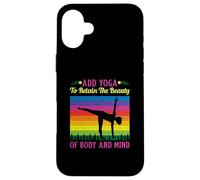 Ajoutez du Yoga pour Atteindre la beauté du Corps et de l'esprit, Pose de Yoga Arc-en-Ciel Coque pour iPhone 16 Plus