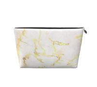 Ajoutez Votre Texte en marbre doré Blanc Moderne élégant, Trousse de Toilette Trousse de Maquillage Sac à cosmétiques Trousse de Toilette de Voyage Portable