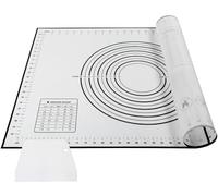 AJOXEL Tapis de Cuisson Silicone, 70×50 cm Feuille de Cuisson Reutilisable Tapis de Pâte Anti-Adhérent sans BPA avec Mesures Corne Patisserie pour Fondant/Biscuit/Pizza, Noir