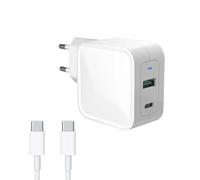 AJP Chargeur Dual Port USB-C 65W GaN Tech pour HP Spectre X360 13-ap0040ca, X360 13-ap0041nr Ordinateur Portable Tablette Wall Plug Charge Rapide Adaptateur Blanc Type-C Câble d'alimentation