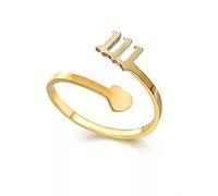 AJRUIER Engel Nummern Ring für Frauen Nummer 111 Halskette Gold verstellbarer Nummernring Kette Numerologie Schmuck Geschenk,111 Ring