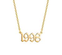 AJRUIER Geburtsjahr Halskette,Damen Halskette Personalisierte Edelstahl Geburtsjahr Nummer Anhänger Halskette Unvergesslichen Jubiläumsschmuck für Männer(Gold，1998