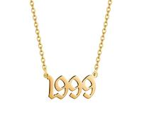 AJRUIER Geburtsjahr Halskette,Damen Halskette Personalisierte Edelstahl Geburtsjahr Nummer Anhänger Halskette Unvergesslichen Jubiläumsschmuck für Männer(Gold，1999