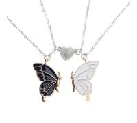 AJTUTUS 2 chaînes à pendentif papillon assorties avec effet lumineux | Fermoir magnétique en forme de cœur, ensemble de colliers d ' amitié avec un Design lumineux pour femmes