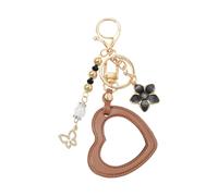 AJTUTUS Porte-clés artisanal multicolore avec lunettes en forme de cœur et bracelet en cuir réglable Accessoire vintage, Brown Love, taille unique