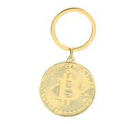 AJTUTUS Porte-clés unique sur le thème des cryptos avec symbole décoratif en métal, parfait pour les fans de monnaie numérique, doré, taille unique