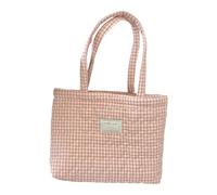 AJTUTUS Sac à bandoulière matelassé en coton renforcé avec motif à carreaux en forme de cœur - Grande capacité - Pour faire du shopping, voyager - Léger, Poudre de viande.