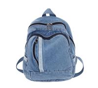 AJTUTUS Sac à dos portable en jean bleu pour femme et fille, bleu