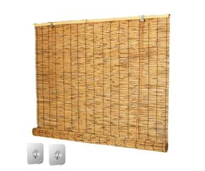 AJTXCSFOQL Rideau Bambou Store Vénitien Bateau en Bambou sans percages 150 65 80 90 115 130 cm, Occultant Imperméable Anti-UV, Store à Enrouleur en Bambou pour Fenêtre Patio Véranda(60 cm x 120 cm)