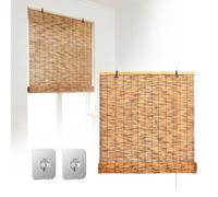 AJTXCSFOQL Store Enrouleur Bambou Exterieur Interieur 140 60 80 100 135 cm, Rideau de Roseau sans percages, Store Bateau en Bambou pour Terrasse Balcon Jardin, Facile à Installer(W80 cm x H200 cm)