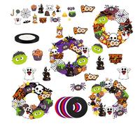 Ajuanbazha 8 Pcs Kit de Guirlandes d'halloween, Halloween Kits de Loisirs Créatifs Enfants, Artisanat Déco Suspendu Sorcière Zombie Citrouille, DIY Halloween Party Décorations