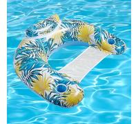 Ajuanbazha Bouées Gonflables pour Adultes, Hamac Flottant Gonflable 4 en 1 Polyvalent, Pliable et Ultraléger pour Piscine, Plage et Jardin (Bleu Jaune)