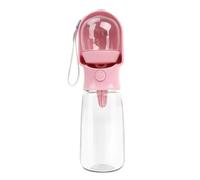 AJUNJIIL 2-in-1 Portable Pet Water Bottle with Food Box-Suitable for Walking and Hiking. The Dispenser is Suitable for Cats, Dogs and Puppies. It is and 2 Capacities(Pink(500ml))