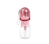 AJUNJIIL 2-in-1 Portable Pet Water Bottle with Food Box-Suitable for Walking and Hiking. The Dispenser is Suitable for Cats, Dogs and Puppies. It is and 2 Capacities(Pink(320ml))