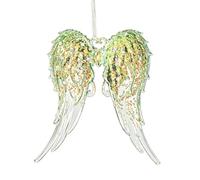 AJUNJIIL Christmas Glitter Ornaments, Snowflake Hanging Decorations | Semi-Transparent Green , Festive Tree Accents For Holiday Parties, Winter Wedding, And Seasonal Home Display(Wings)