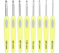 Ajunjiil Ergonomic Crochet Crochet Ensemble, poignée en caoutchouc, pointe blanche, pour tricot de pull, outils de couture, ensemble 8 pcs