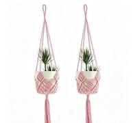 AJUNJIIL Hand-Woven Plant Pot Net Bag,Cotton Rope Hanging Plant Basket