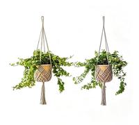 AJUNJIIL Hand-Woven Plant Pot Net Bag,Cotton Rope Hanging Plant Basket