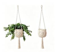 AJUNJIIL Hand-Woven Plant Pot Net Bag,Cotton Rope Hanging Plant Basket