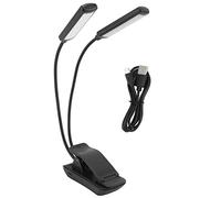 AJUNJIIL LED Lampe de Lecture USB Rechargeable Protection Des Yeux Clip Sur Double Livre Lampe Étude Camping Noir 360 ° Col De Cygne